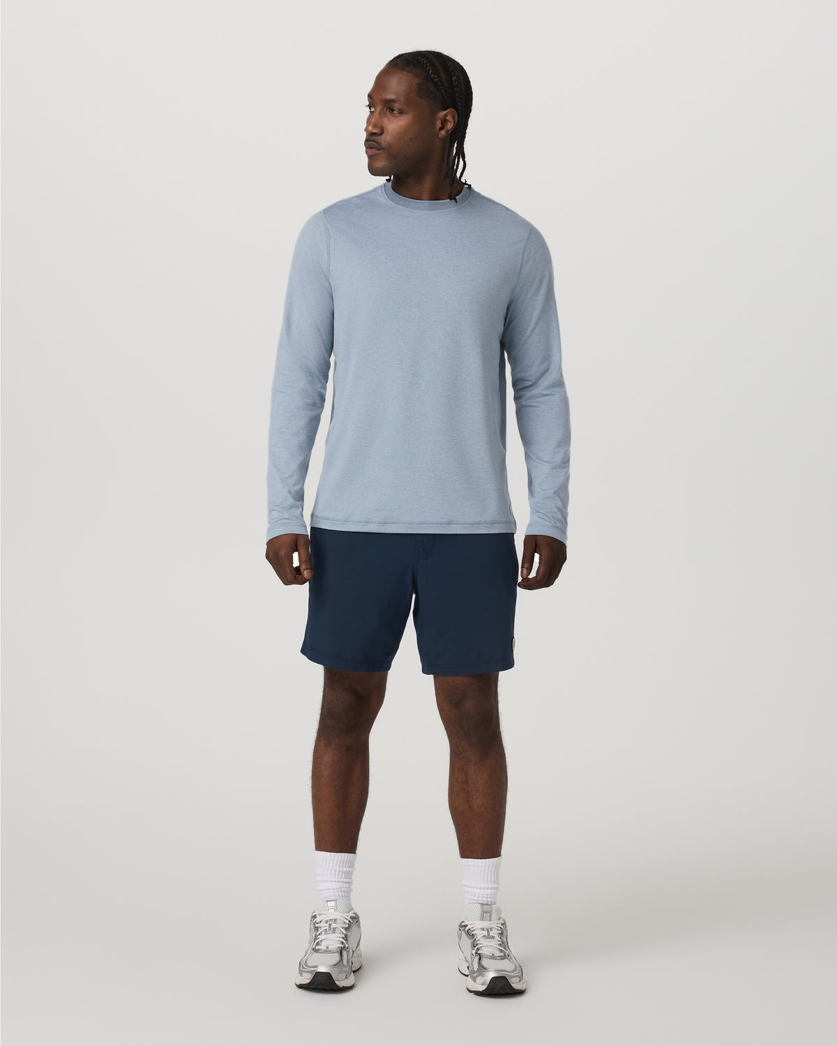 Long Sleeve Ponto Performance Tee Blue Dusk Heather - Vuori Clothing