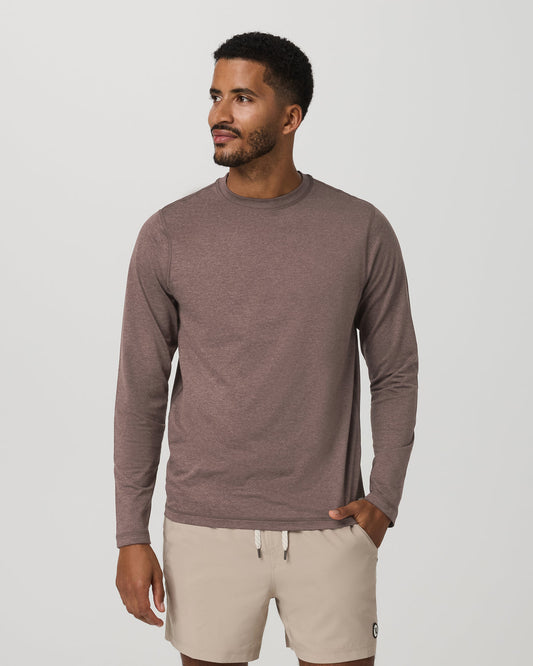 Men's Long Sleeve Ponto Performance Tee Elm Heather - Vuori Clothing