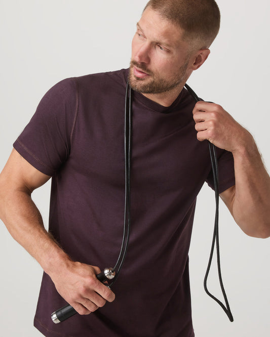 Men's Short Sleeve Ponto Performance Tee Raisin Heather - Vuori Clothing