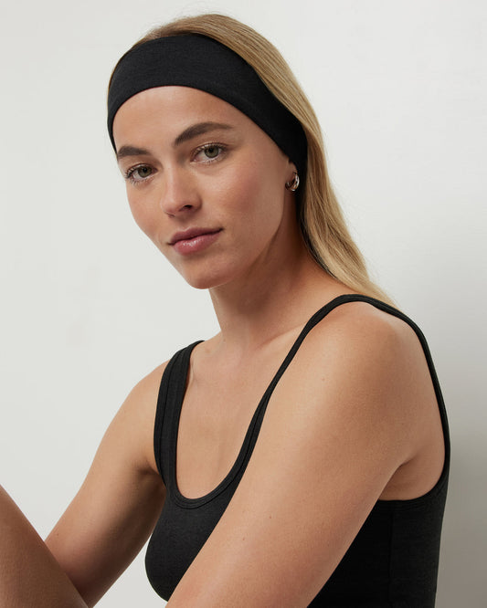 Halo Headband Black Heather Performance Headband - Vuori Clothing