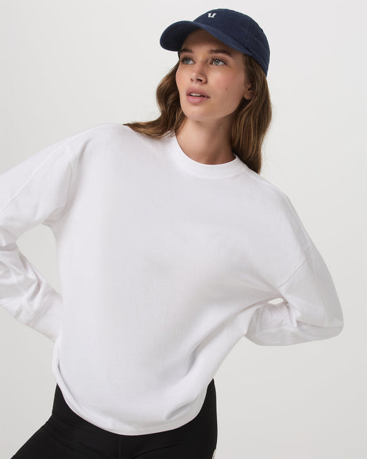 Long Sleeve Heavyweight Cotton Tee Women's White Shirt - Vuori Clothing