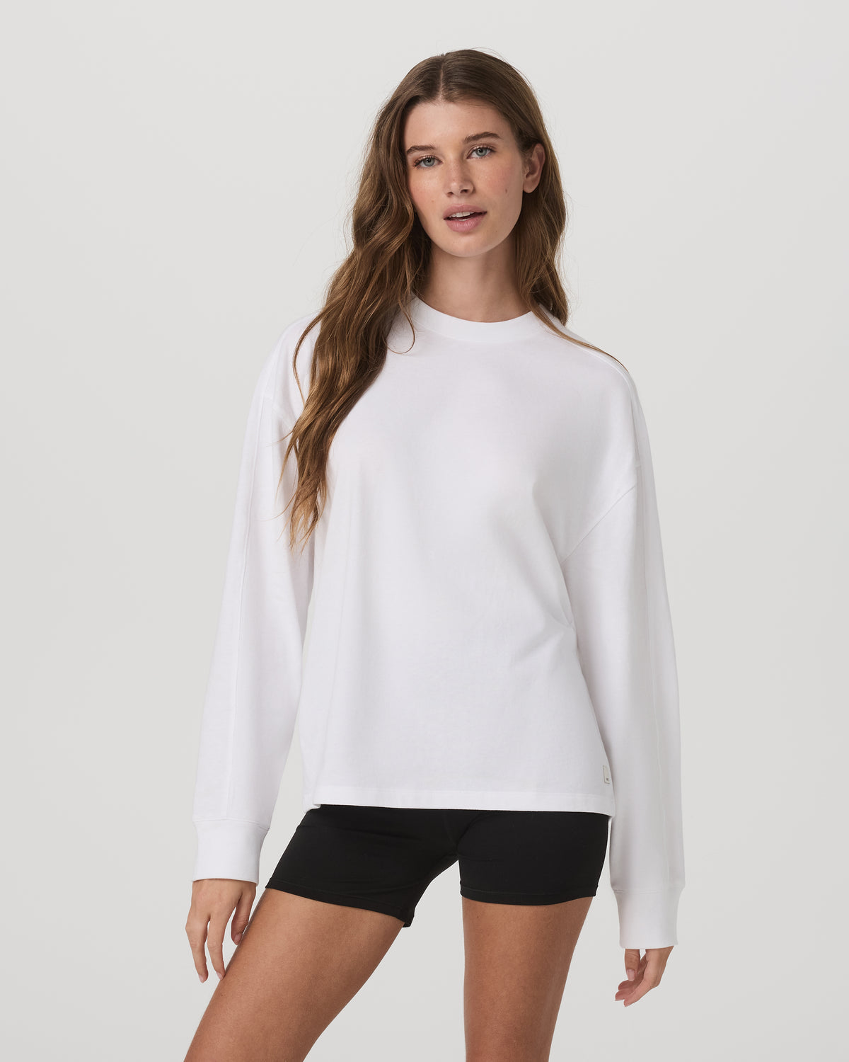Long Sleeve Heavyweight Cotton Tee Women's White Shirt - Vuori Clothing