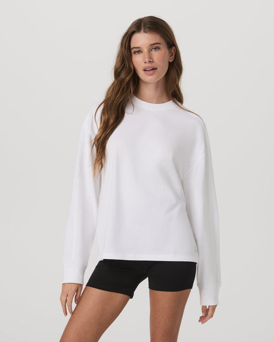 Long Sleeve Heavyweight Cotton Tee Women's White Shirt - Vuori Clothing