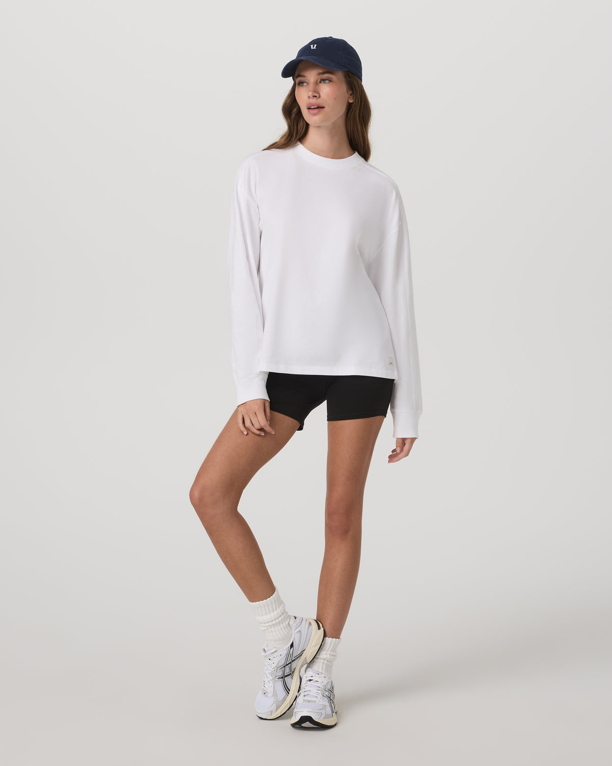 Long Sleeve Heavyweight Cotton Tee Women's White Shirt - Vuori Clothing