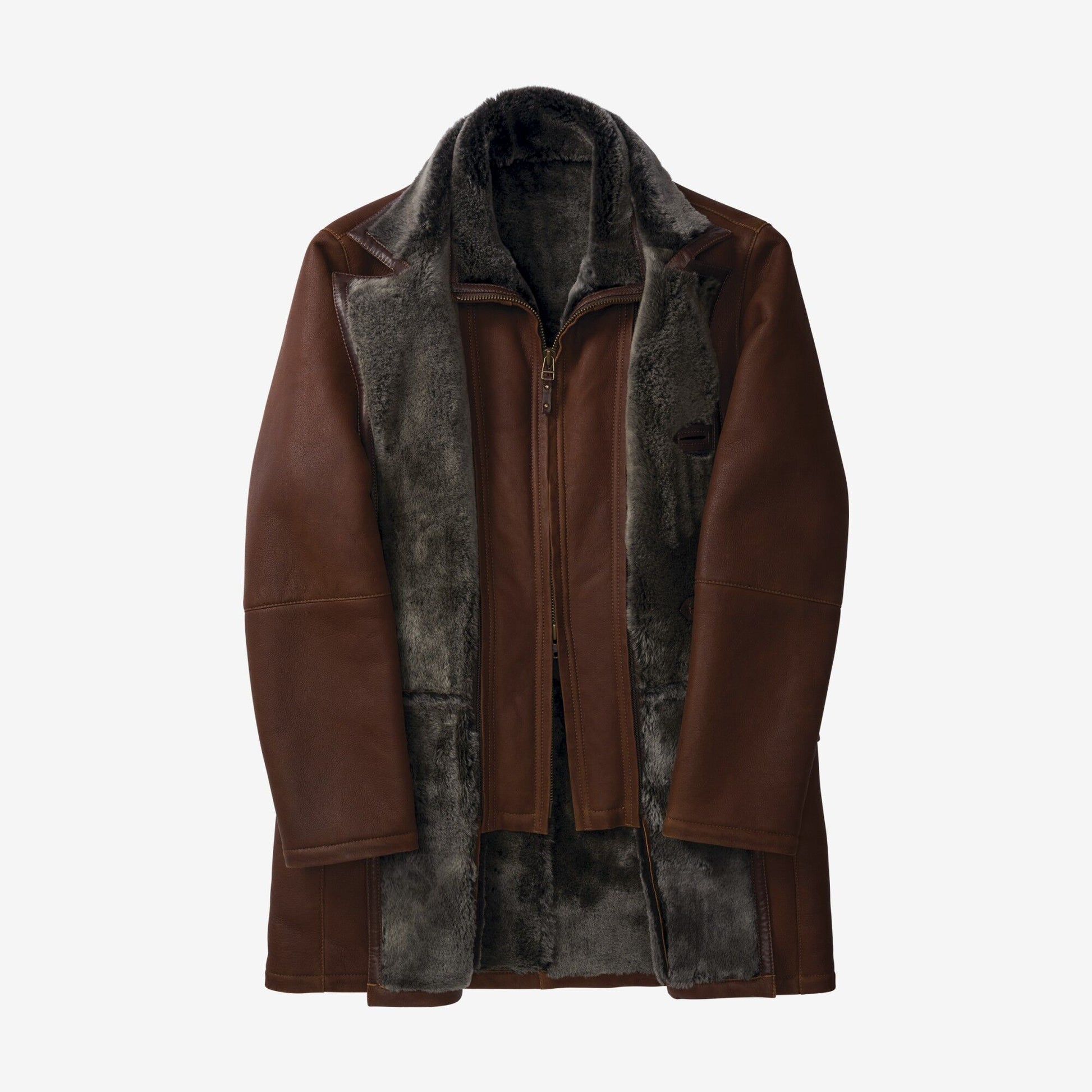 Silky Shearling Jacket - Cognac