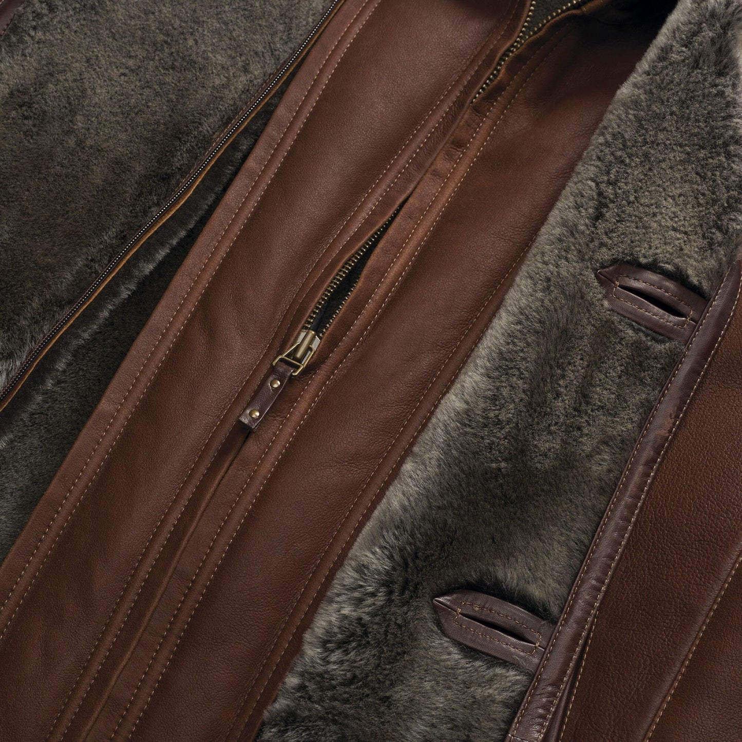 Silky Shearling Jacket - Cognac
