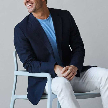 Lormier Seersucker Sport Coat by Southwick - Navy