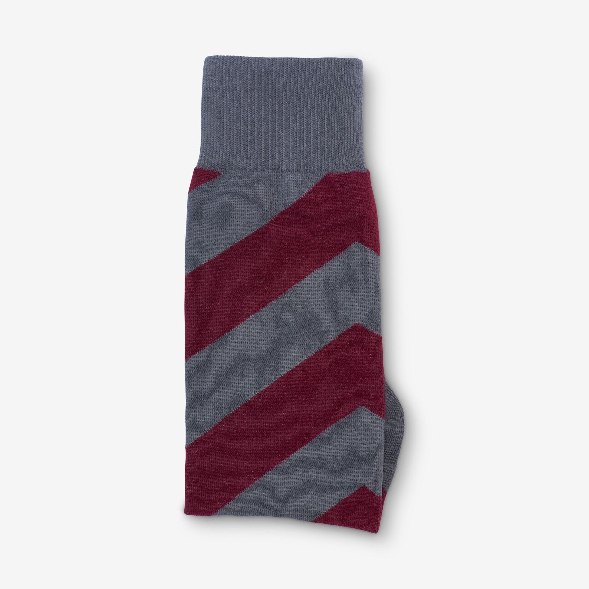 Diagonal Stripe Sock - Wine/Grey