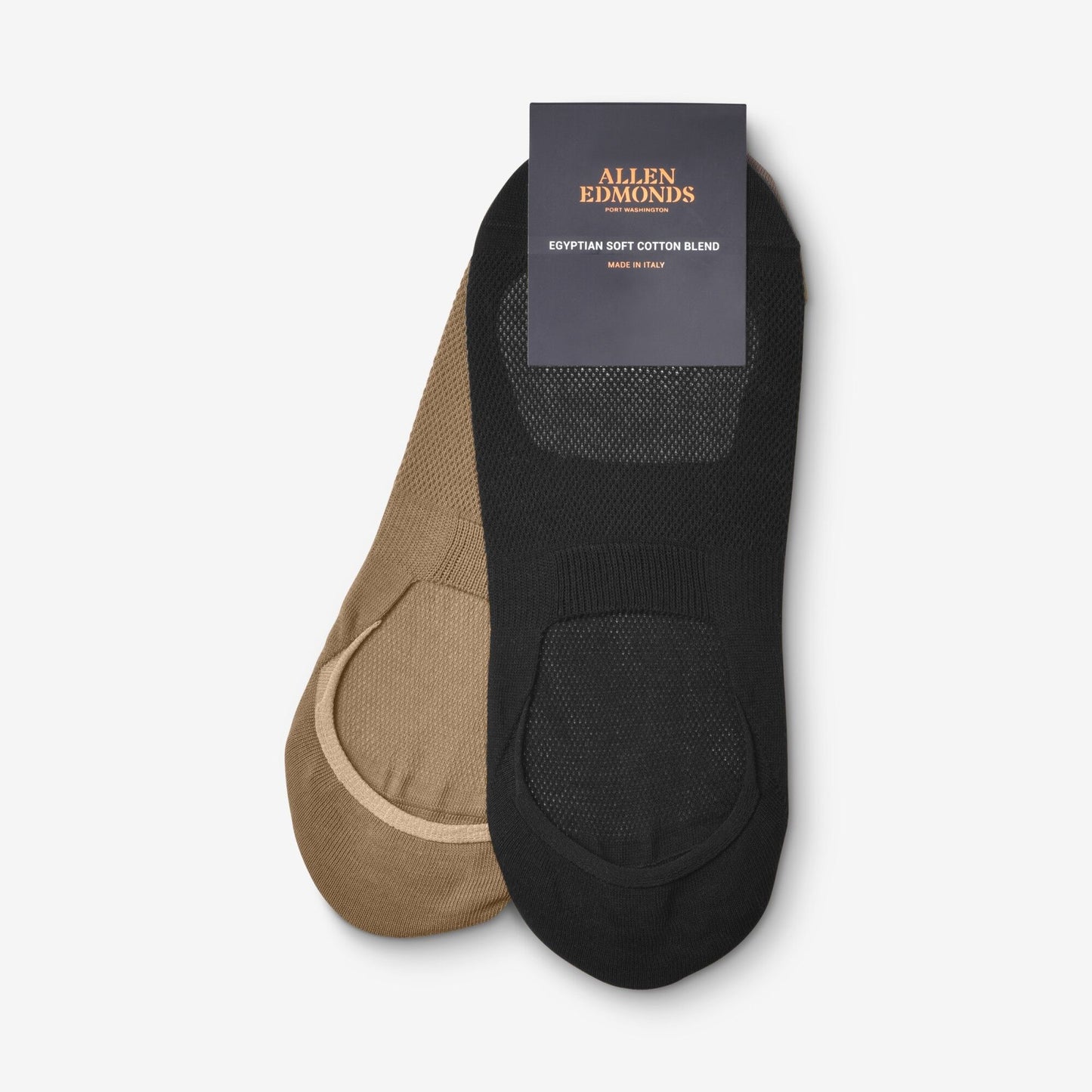 No Show Socks 2 Pair Pack - Black/Khaki