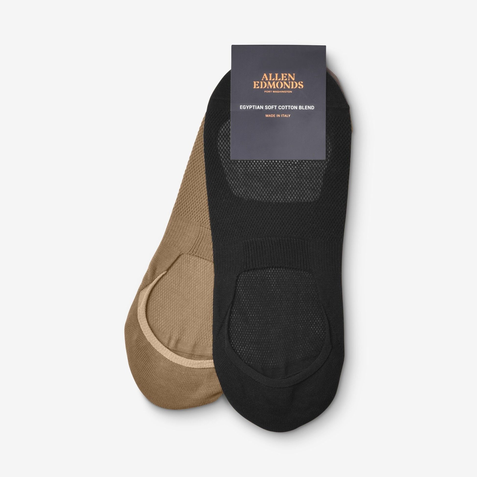 No Show Socks 2 Pair Pack - Black/Khaki