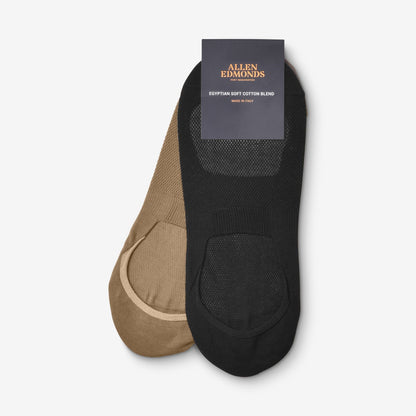 No Show Socks 2 Pair Pack - Black/Khaki