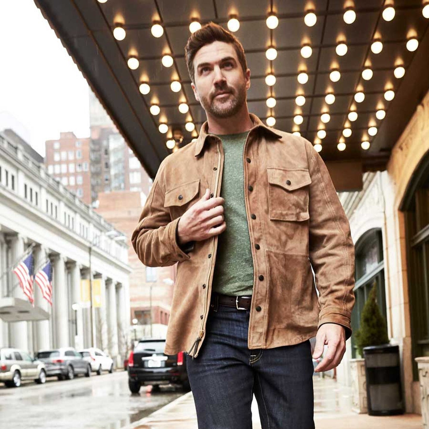 Maxwell Suede Work Shirt by Cockpit USA - Tan