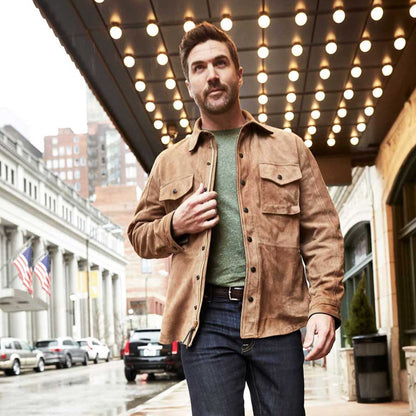 Maxwell Suede Work Shirt by Cockpit USA - Tan