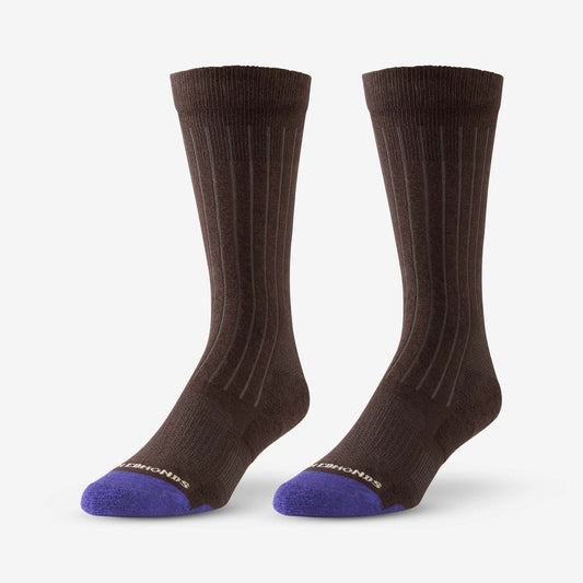 Mid-Calf Cotton Air™ Dress Socks - Brown