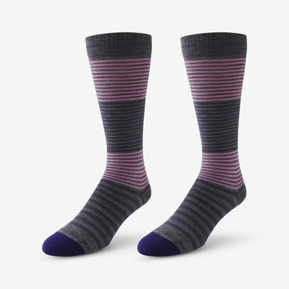 Mixed Stripe Merino Cool™ Dress Socks - Dusty Pink
