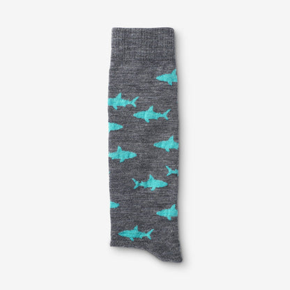 Shark Pattern Merino Cool™ Dress Socks - Grey