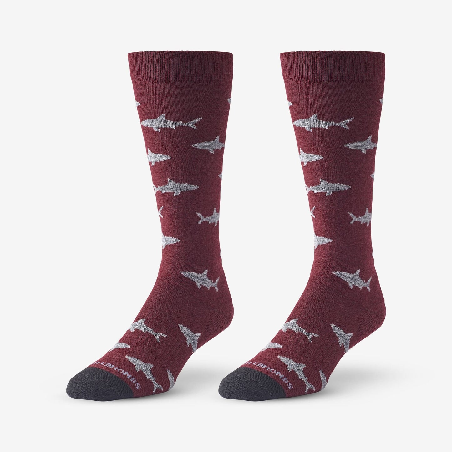 Shark Pattern Merino Cool™ Dress Socks - Burgundy