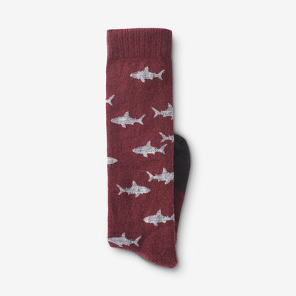 Shark Pattern Merino Cool™ Dress Socks - Burgundy