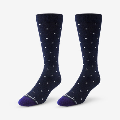 Polka Dot Merino Cool™ Dress Socks - Navy with White Dots