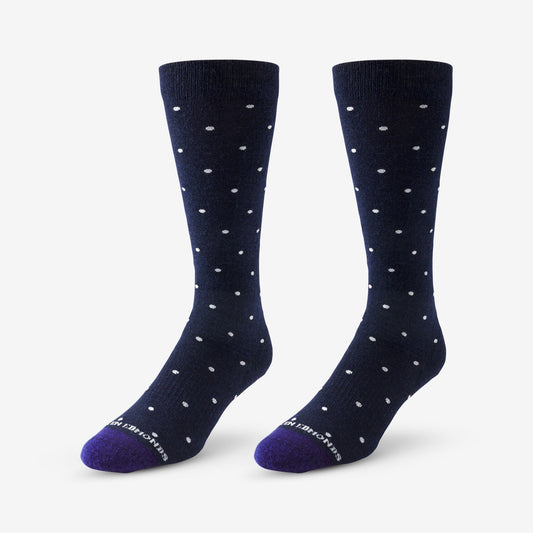 Polka Dot Merino Cool™ Dress Socks - Navy with White Dots