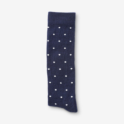 Polka Dot Merino Cool™ Dress Socks - Navy with White Dots