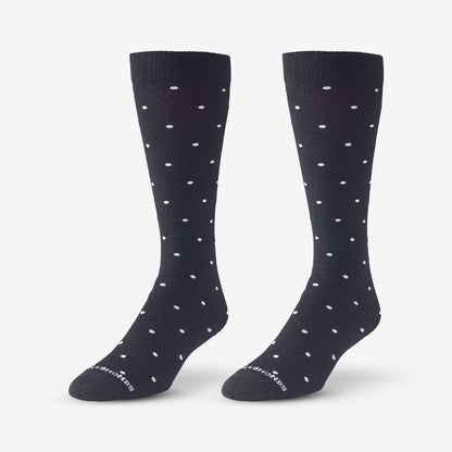 Polka Dot Merino Cool™ Dress Socks - Black with White Dots
