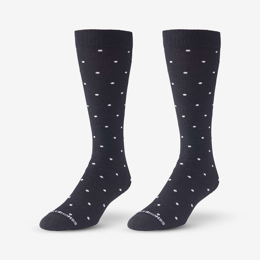 Polka Dot Merino Cool™ Dress Socks - Black with White Dots