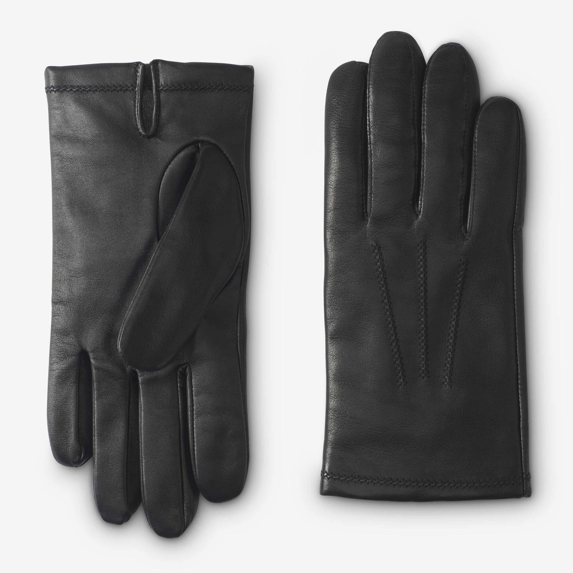 Cashmere Lined Leather Tech Gloves - Black