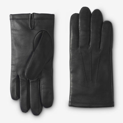 Cashmere Lined Leather Tech Gloves - Black