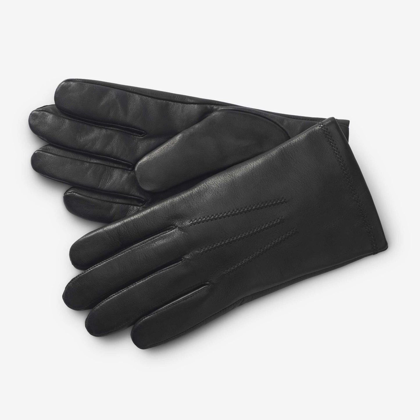 Cashmere Lined Leather Tech Gloves - Black