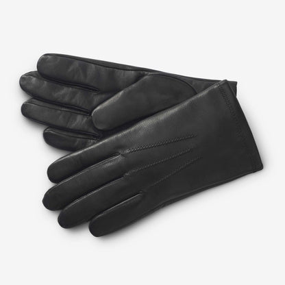 Cashmere Lined Leather Tech Gloves - Black