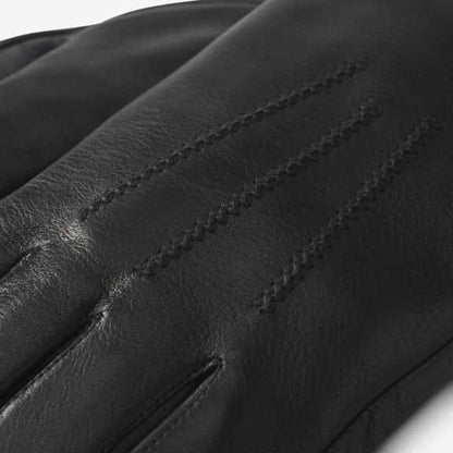 Cashmere Lined Leather Tech Gloves - Black