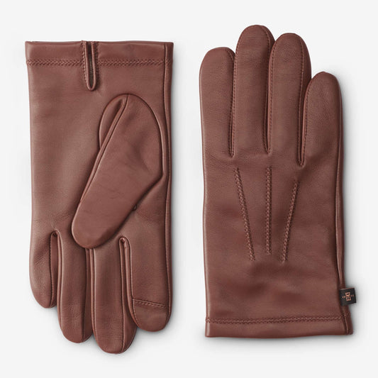 Cashmere Lined Leather Tech Gloves - Saddle Brown