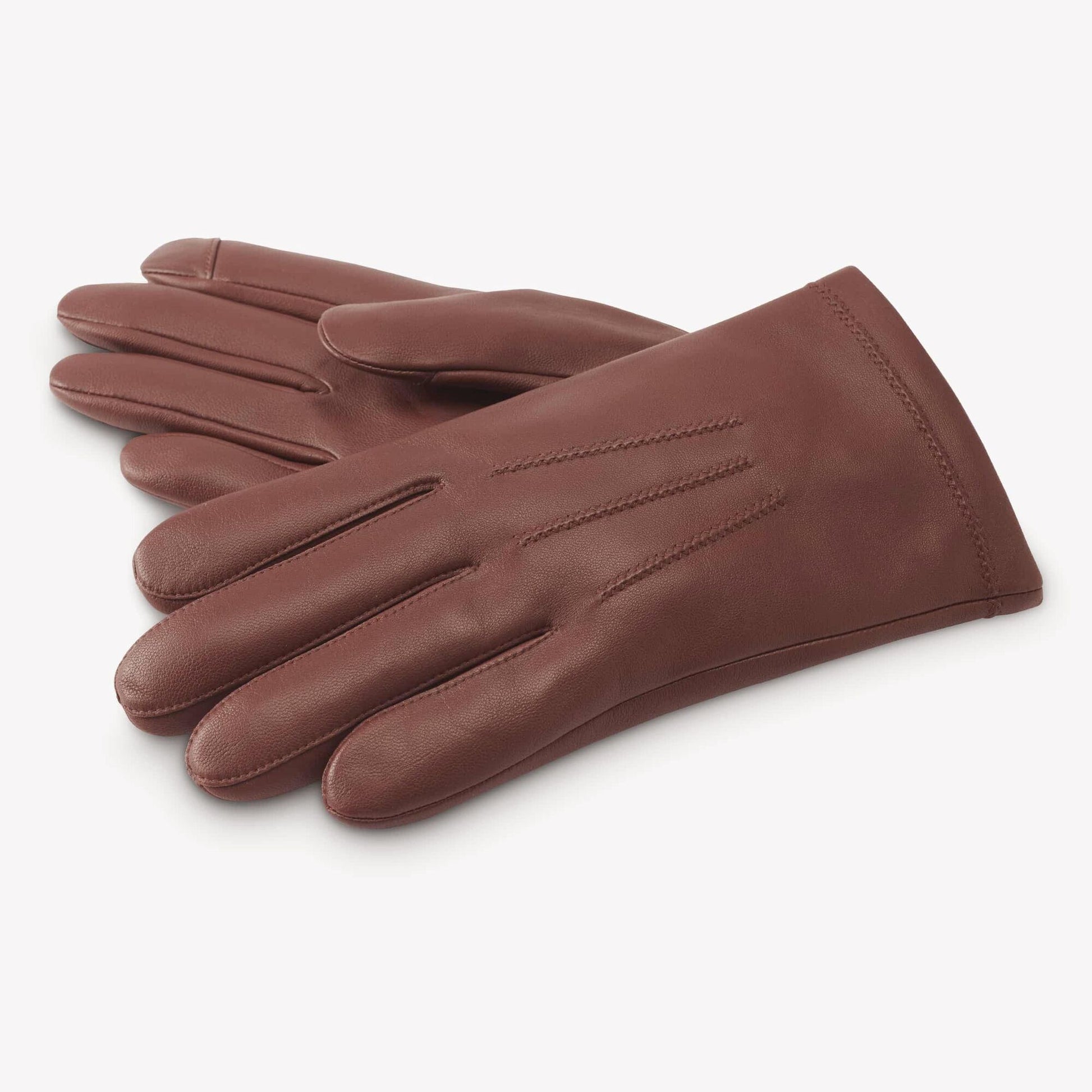 Cashmere Lined Leather Tech Gloves - Saddle Brown
