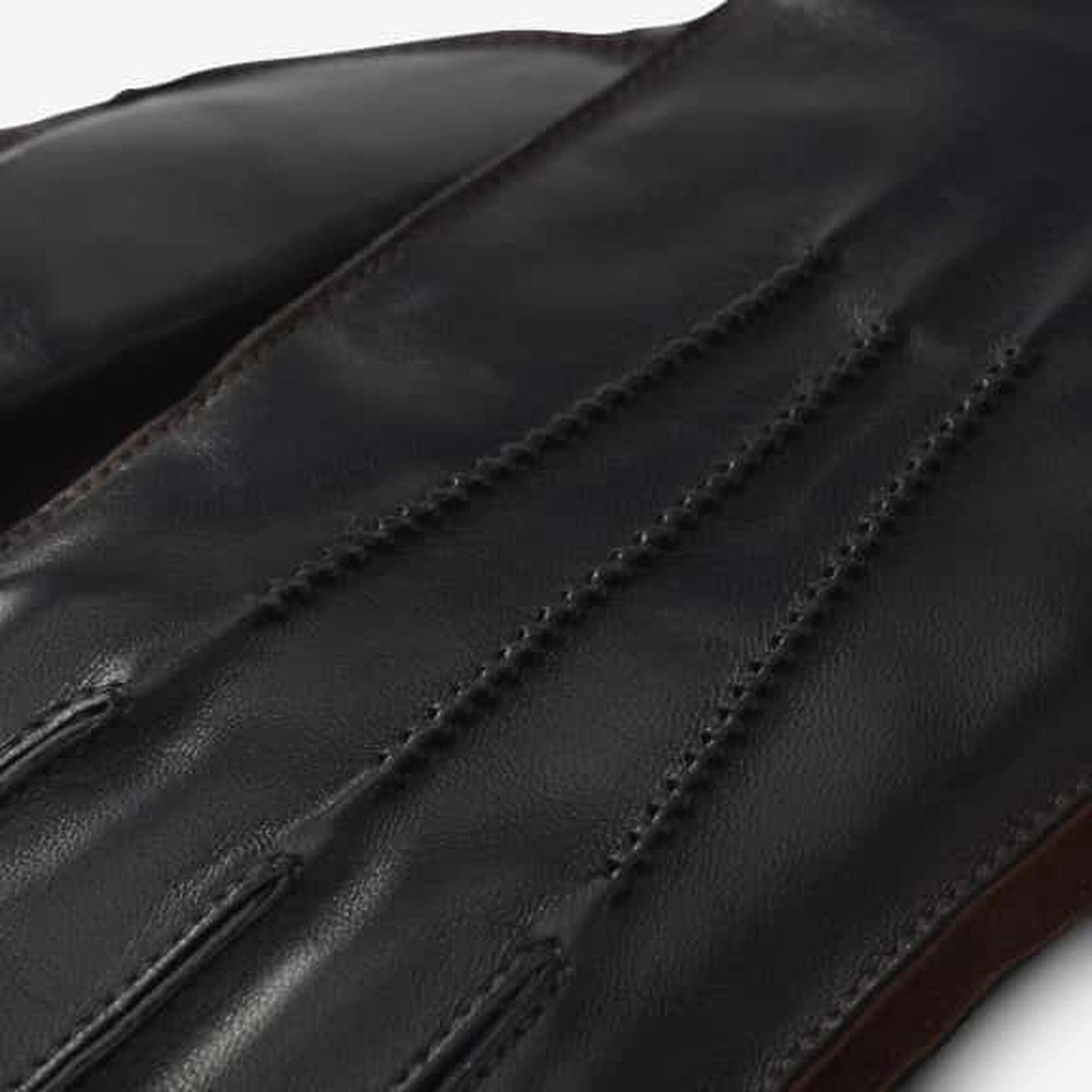 Mixed Leather Cashmere Lined Tech Gloves - Black