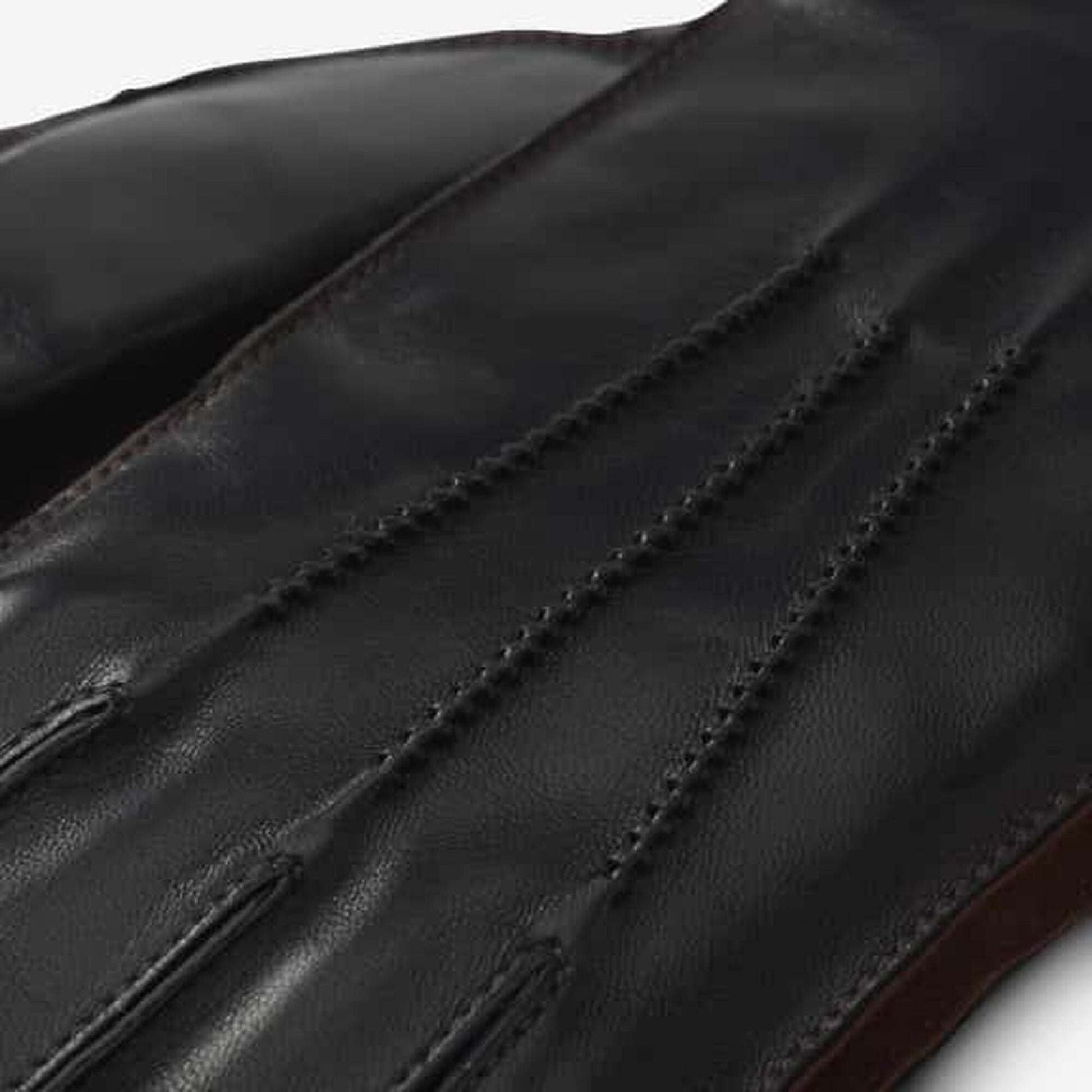Mixed Leather Cashmere Lined Tech Gloves - Black