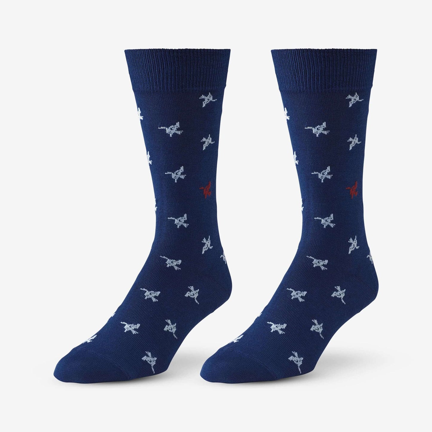 Mid-Calf Pattern Dress Sock - Navy Birds
