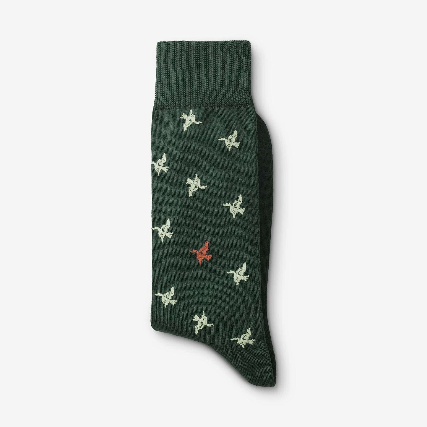 Mid-Calf Pattern Dress Sock - Green Birds