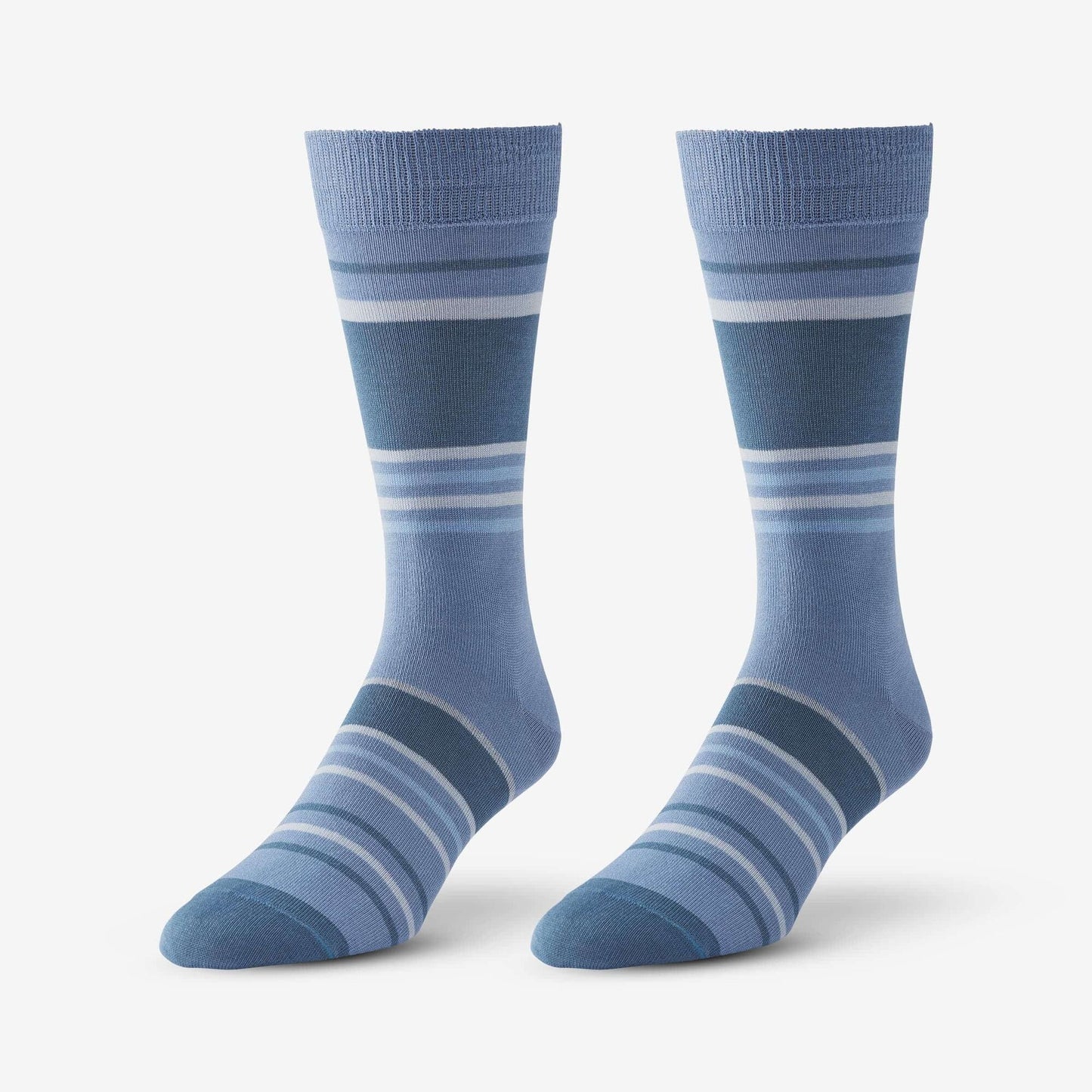 Mid-Calf Pattern Dress Sock - Indigo Blue Stripe