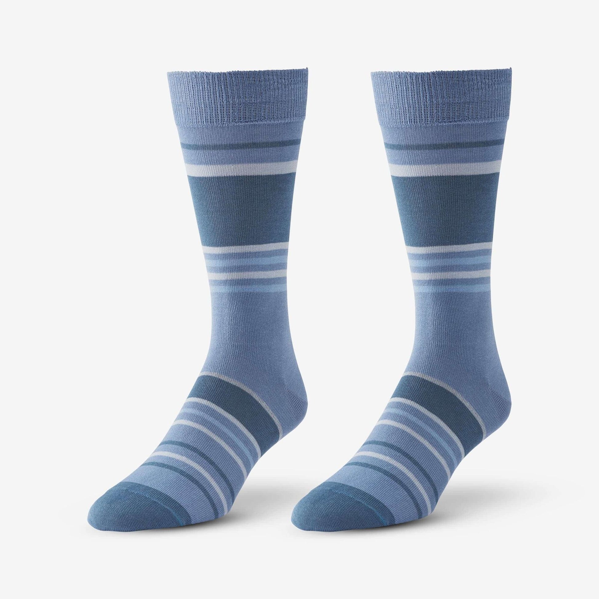 Mid-Calf Pattern Dress Sock - Indigo Blue Stripe