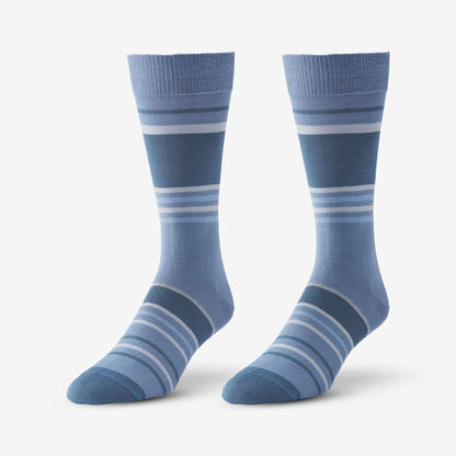 Mid-Calf Pattern Dress Sock - Indigo Blue Stripe
