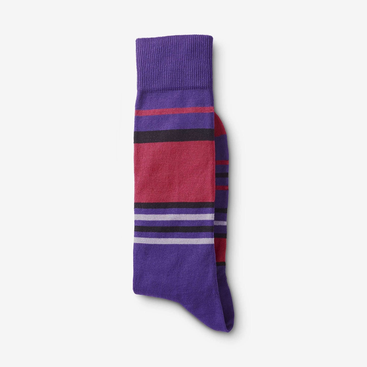Mid-Calf Pattern Dress Sock - Purple Stripe