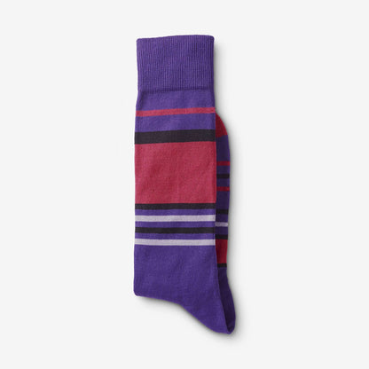 Mid-Calf Pattern Dress Sock - Purple Stripe