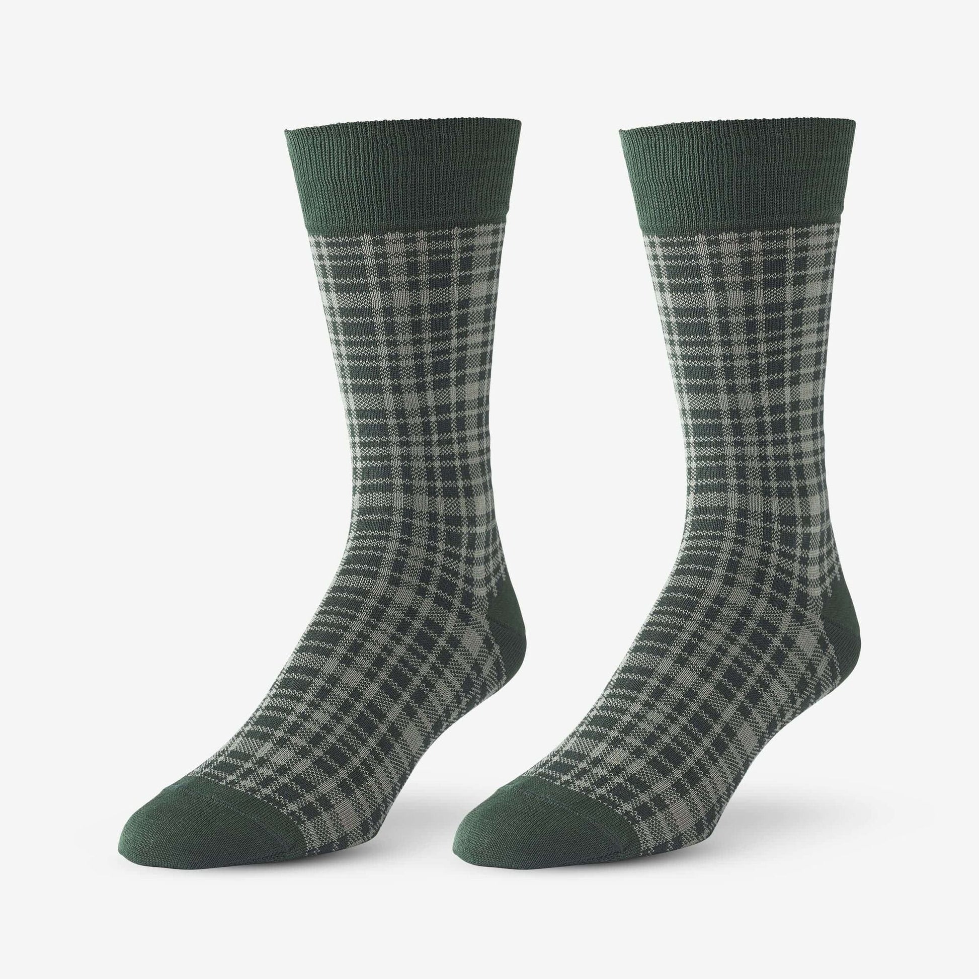 Mid-Calf Pattern Dress Sock - Green Plaid