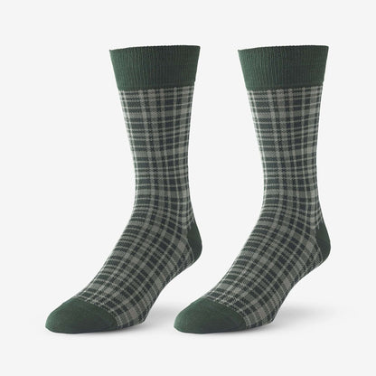 Mid-Calf Pattern Dress Sock - Green Plaid