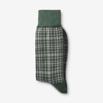 Mid-Calf Pattern Dress Sock - Green Plaid