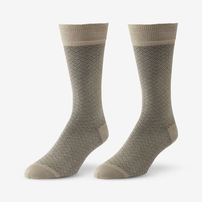 Mid-Calf Pattern Dress Sock - Khaki Rhombi