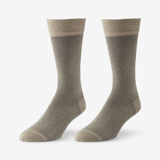Mid-Calf Pattern Dress Sock - Khaki Rhombi