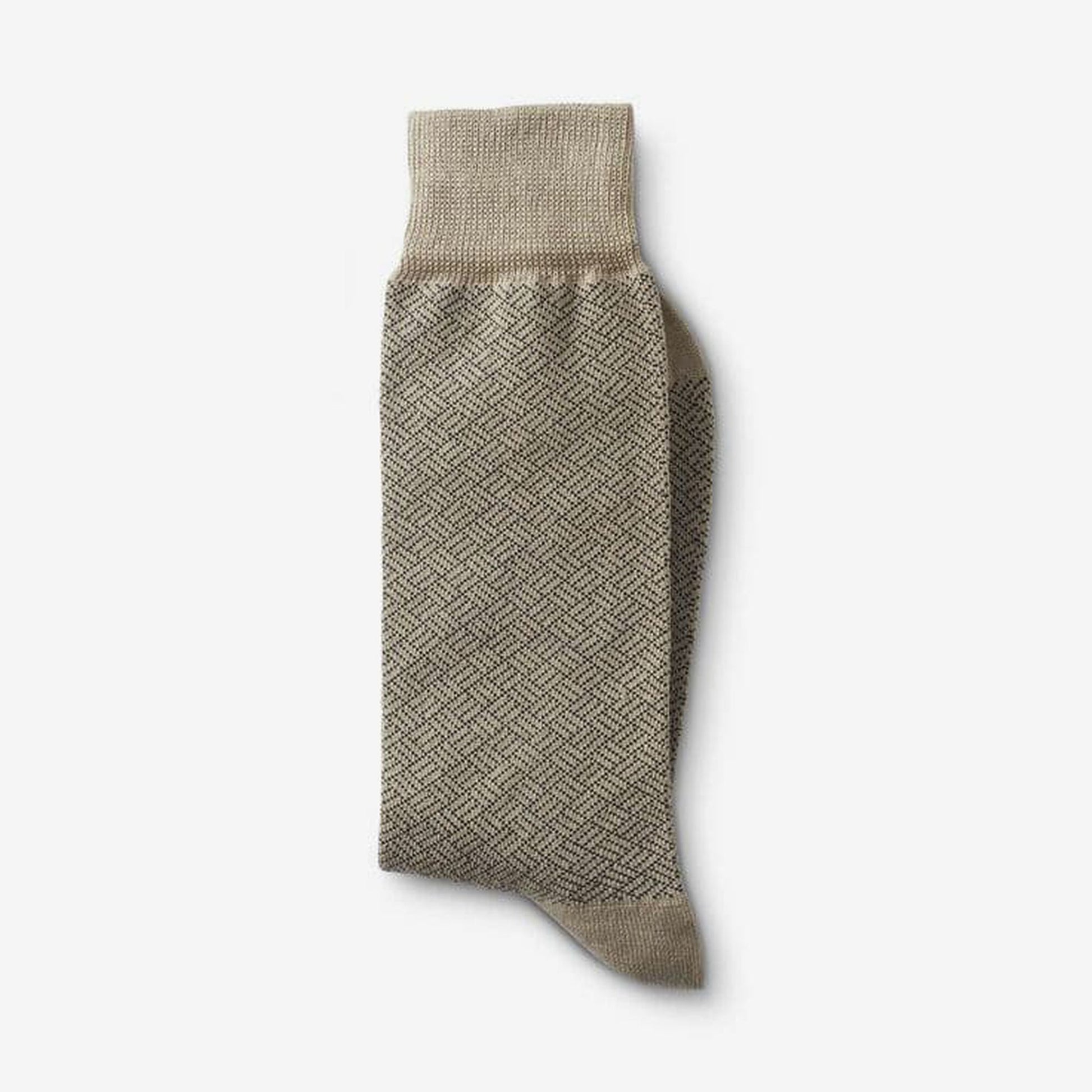 Mid-Calf Pattern Dress Sock - Khaki Rhombi