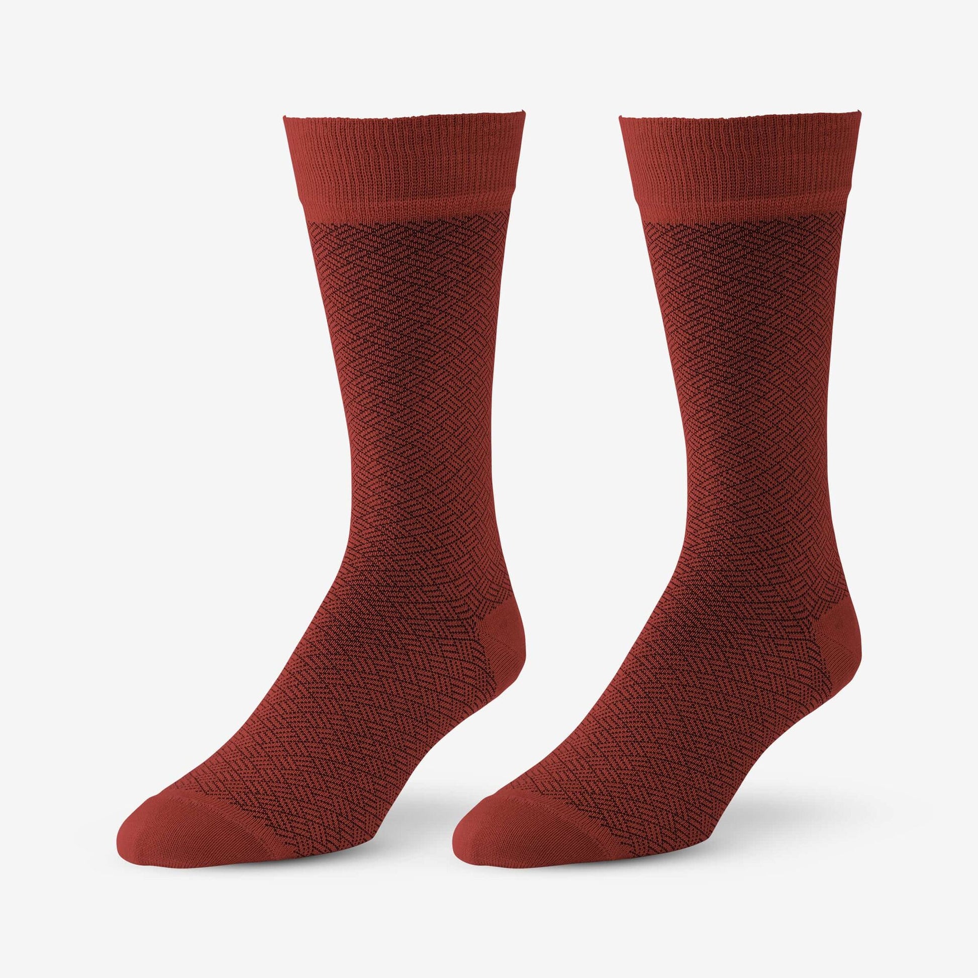 Mid-Calf Pattern Dress Sock - Brick Red Rhombi